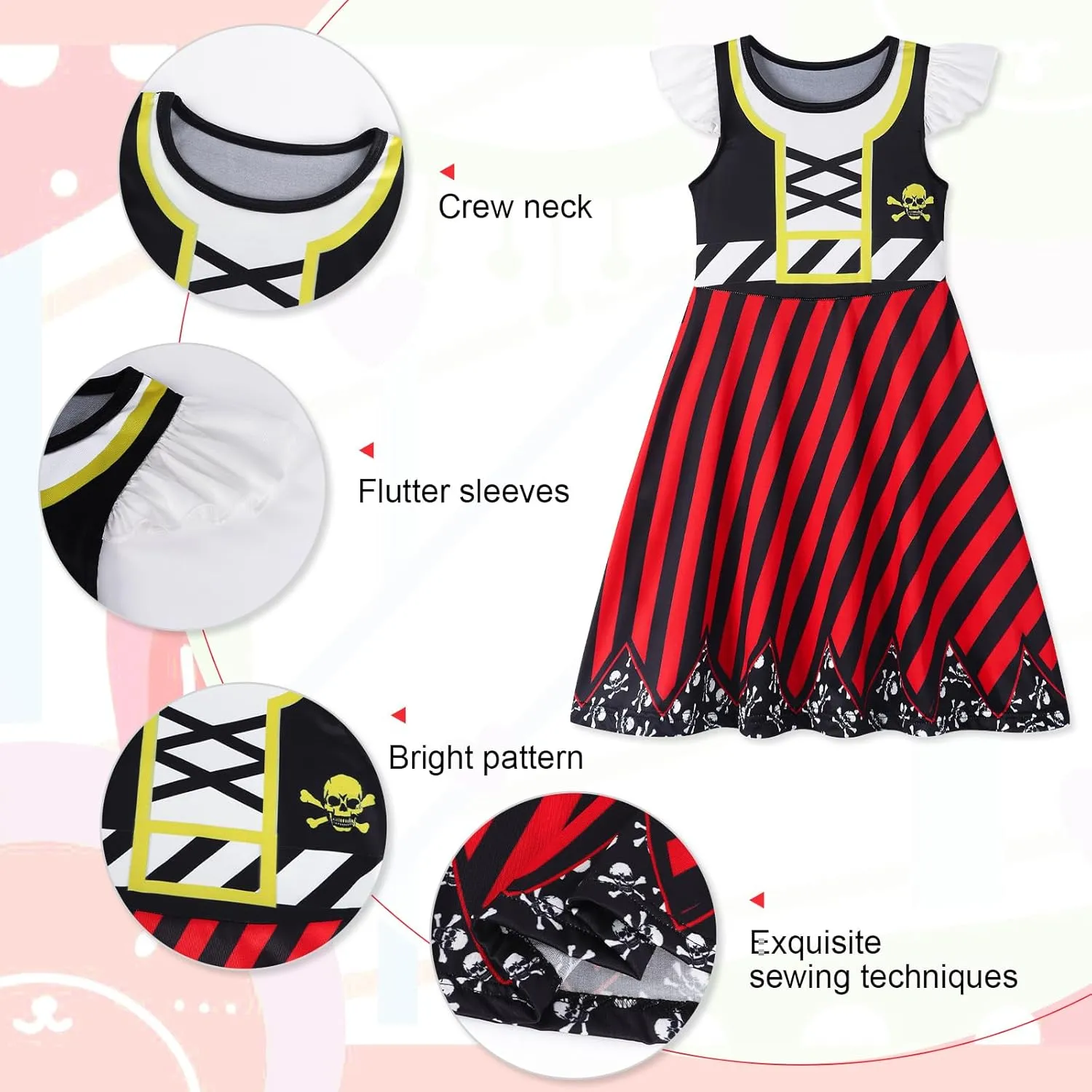 Jurebecia Girls Nightgowns Princess Pajamas Nightdress for Toddler Kids Sleepwear Flutter Sleeves Night Dress