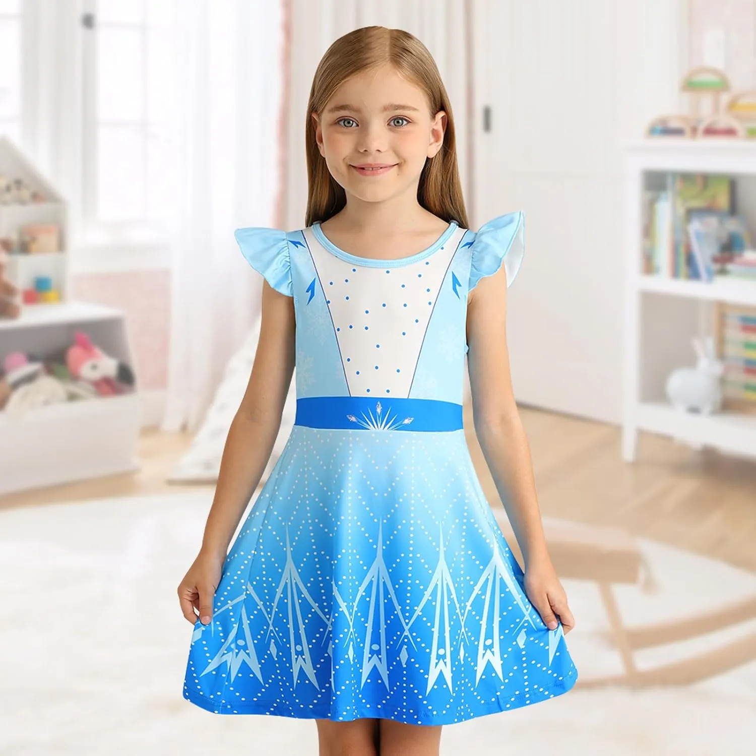 Jurebecia Girls Nightgowns Princess Pajamas Nightdress for Toddler Kids Sleepwear Flutter Sleeves Night Dress