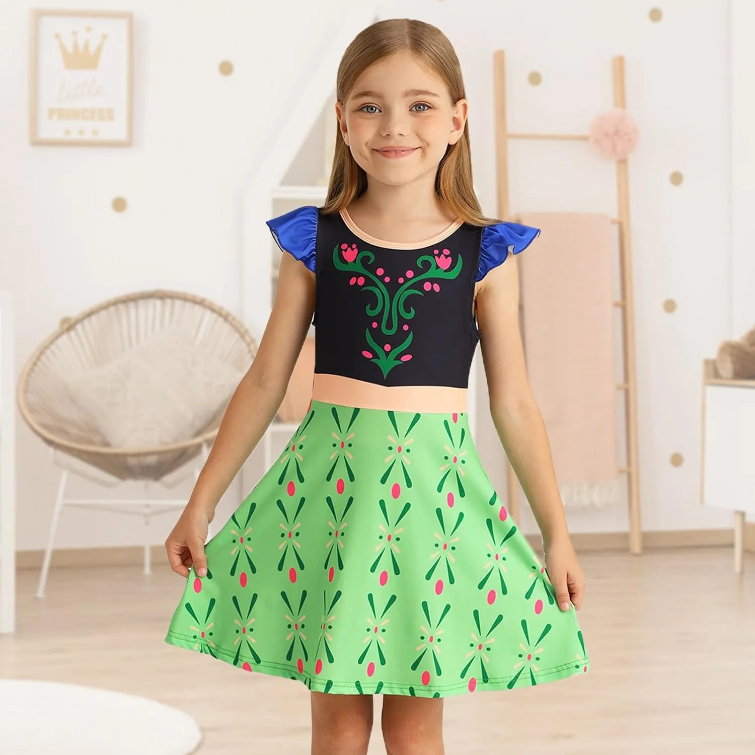 Jurebecia Girls Nightgowns Princess Pajamas Nightdress for Toddler Kids Sleepwear Flutter Sleeves Night Dress