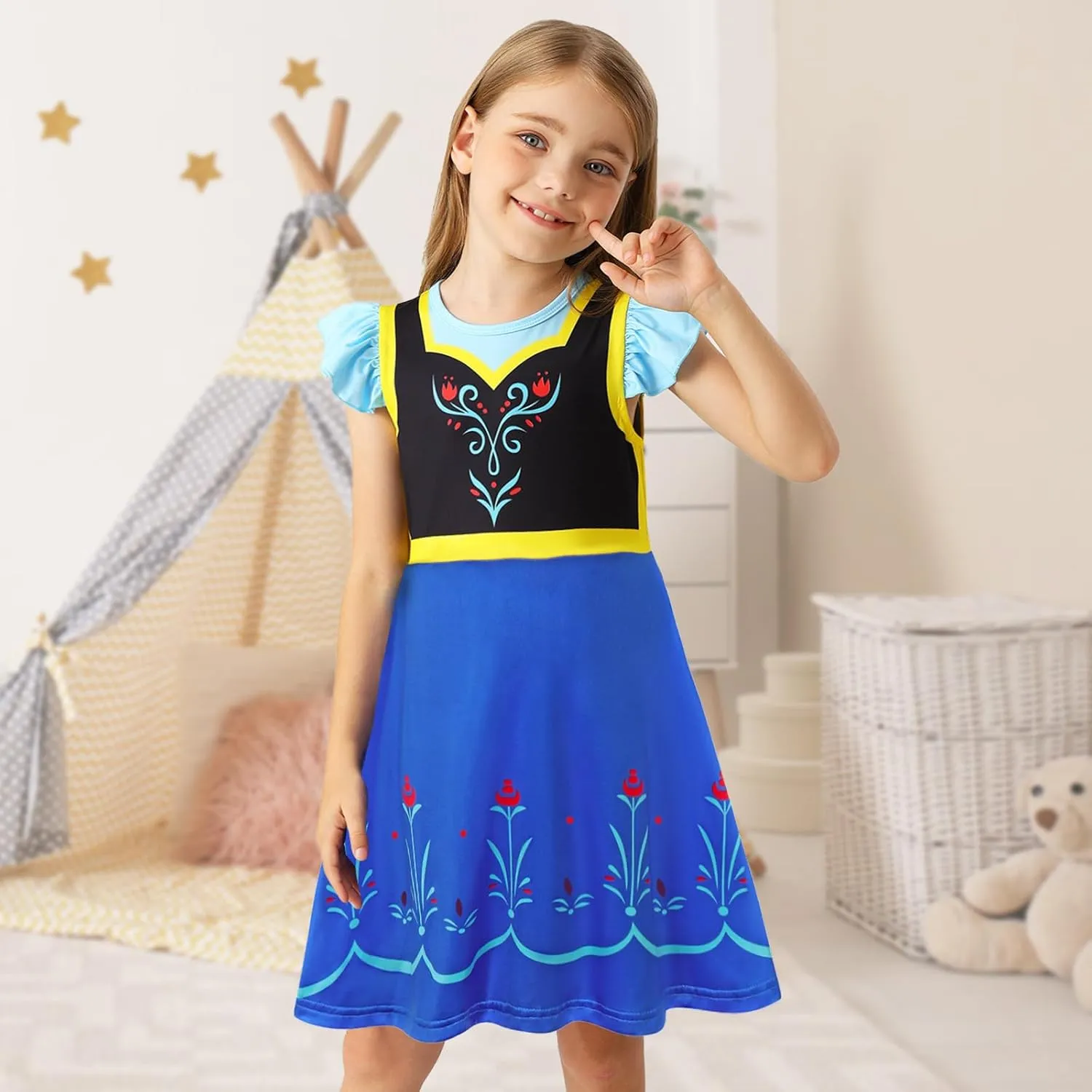 Jurebecia Girls Nightgowns Princess Pajamas Nightdress for Toddler Kids Sleepwear Flutter Sleeves Night Dress