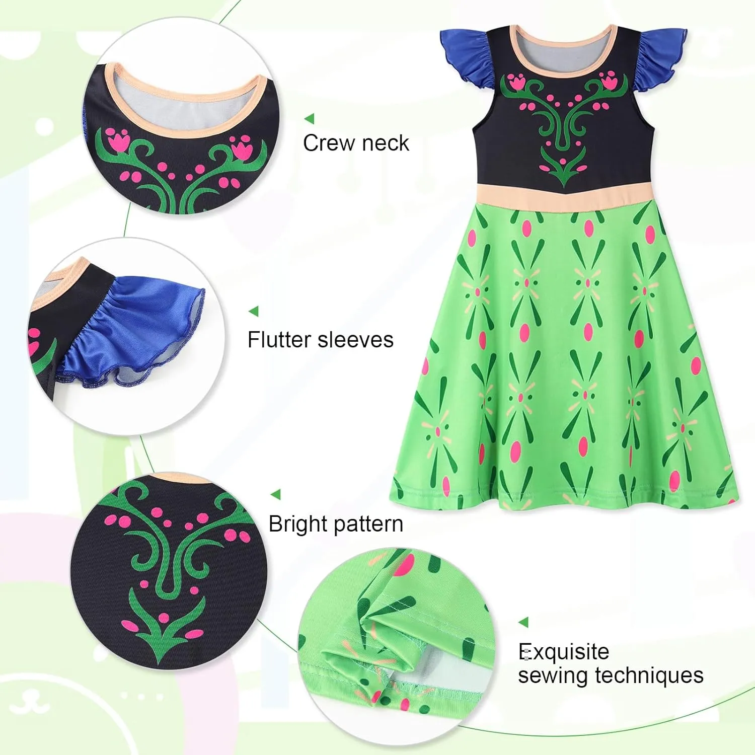 Jurebecia Girls Nightgowns Princess Pajamas Nightdress for Toddler Kids Sleepwear Flutter Sleeves Night Dress