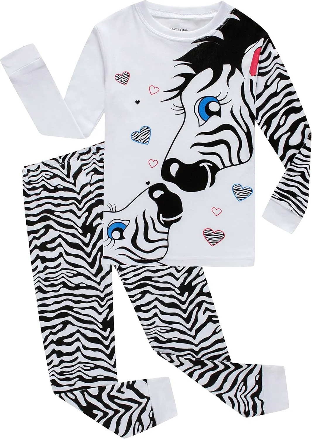 KikizYe Little Big Girls Pajamas Long Sleeve PJs Cotton Pyjamas