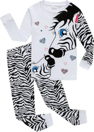KikizYe Little Big Girls Pajamas Long Sleeve PJs Cotton Pyjamas