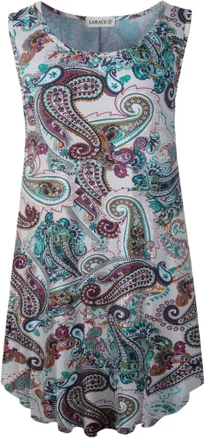 LARACE Tank Tops for Women Plus Size Sleevelss Tunic Casual Summer Clothes Swing Shirts for Leggings