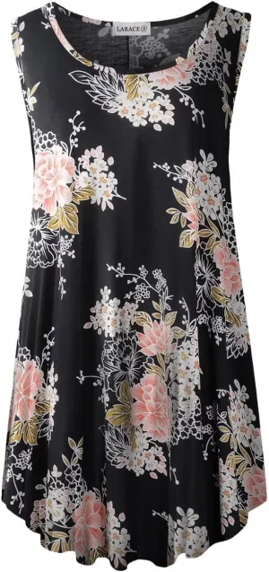 LARACE Tank Tops for Women Plus Size Sleevelss Tunic Casual Summer Clothes Swing Shirts for Leggings