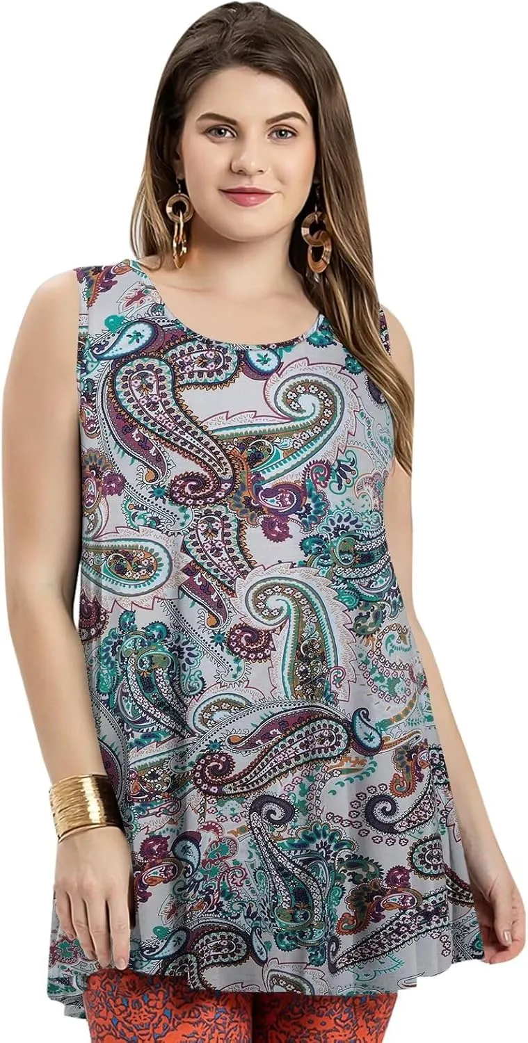 LARACE Tank Tops for Women Plus Size Sleevelss Tunic Casual Summer Clothes Swing Shirts for Leggings