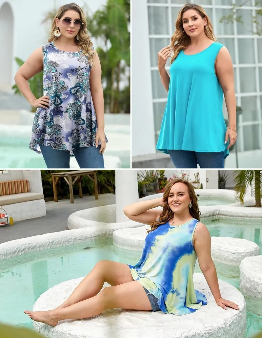 LARACE Tank Tops for Women Plus Size Sleevelss Tunic Casual Summer Clothes Swing Shirts for Leggings