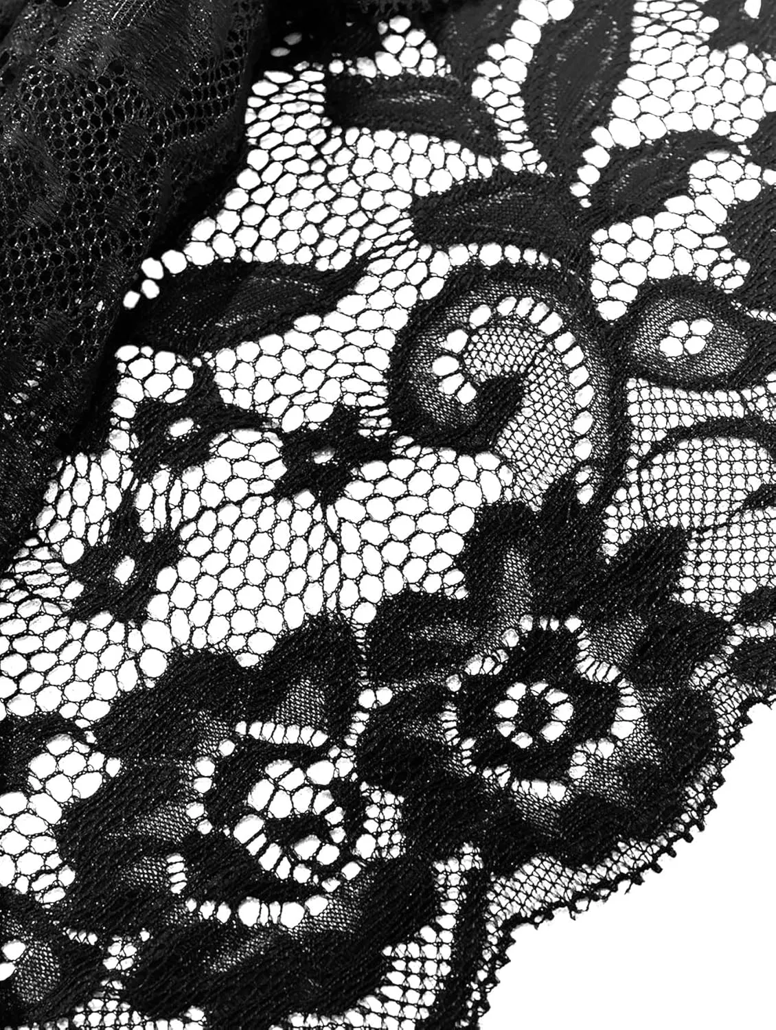 Lilosy Sexy Sheer Floral Lace Pajamas Lingerie Set High Waist Sleepwear Bra and Panty 2 Piece Nightwear