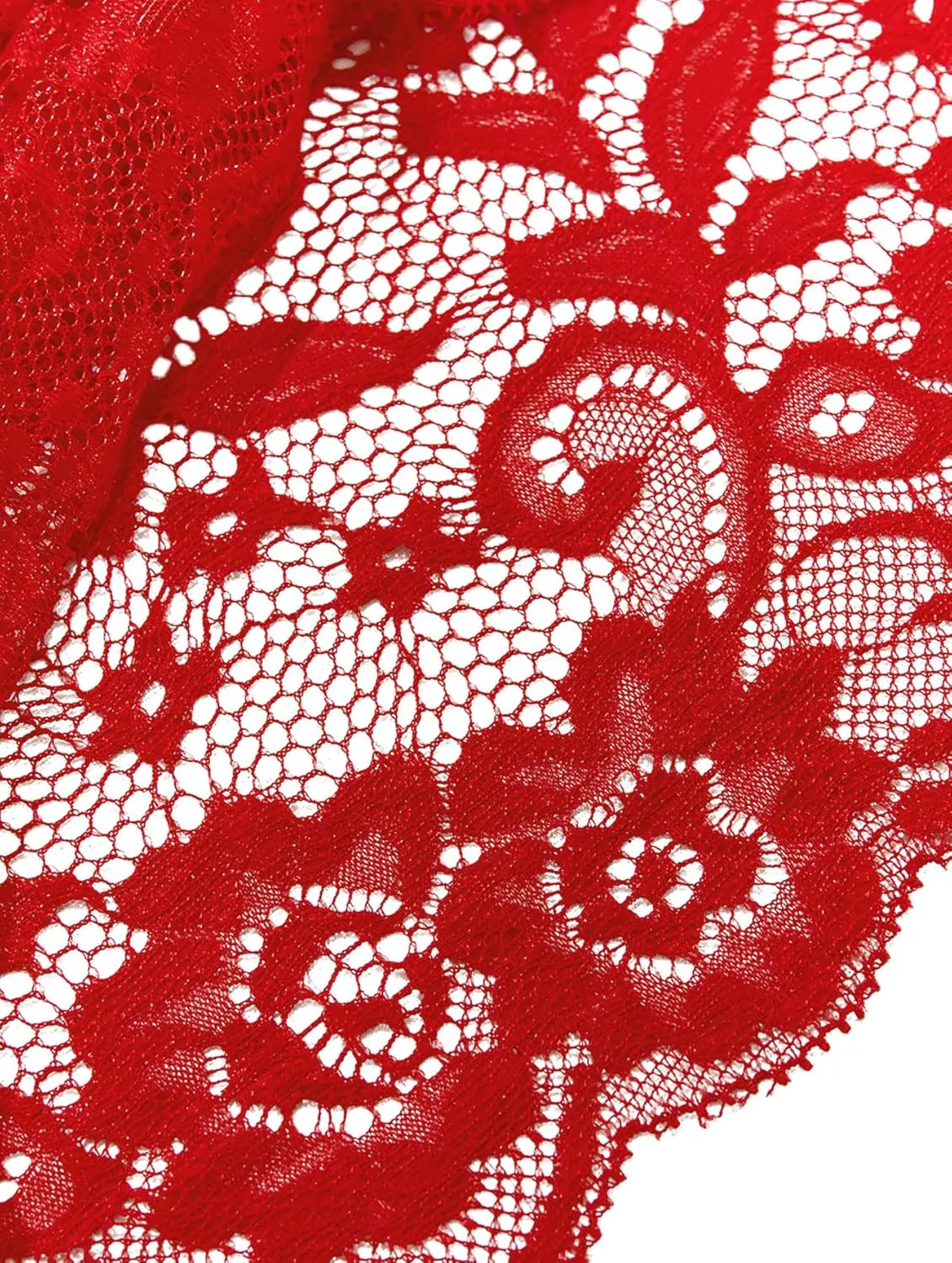 Lilosy Sexy Sheer Floral Lace Pajamas Lingerie Set High Waist Sleepwear Bra and Panty 2 Piece Nightwear