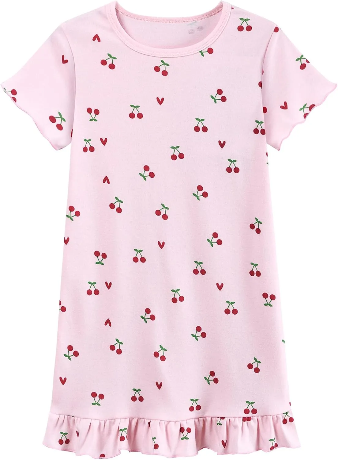 Little Hand Girls Summer Nightgowns Butterfly Mermaid Cherry Nightdress for Kid Sleepwear Short Sleeve Sleepdress 2-10 Years