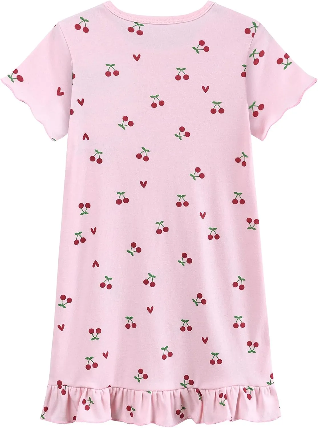 Little Hand Girls Summer Nightgowns Butterfly Mermaid Cherry Nightdress for Kid Sleepwear Short Sleeve Sleepdress 2-10 Years