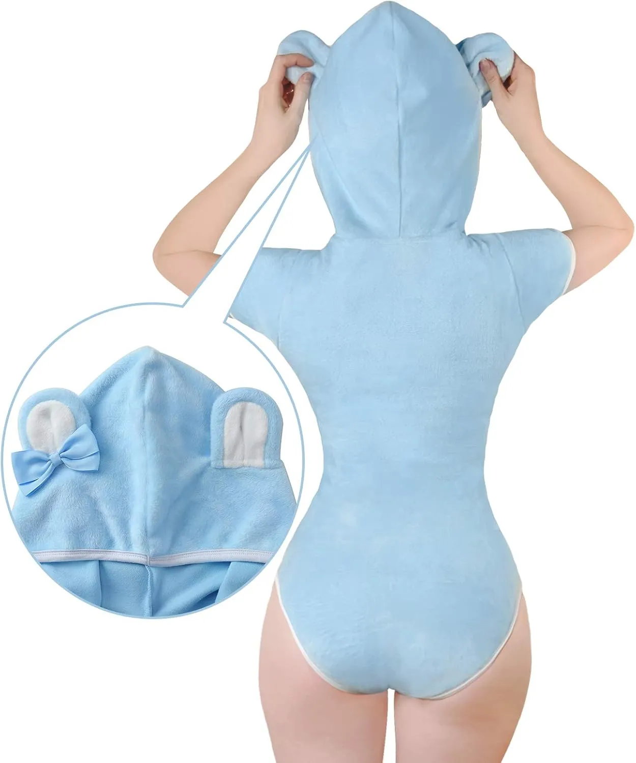 Littleforbig Cotton Onesie Pajamas Bodysuit - Teddy Bear Onesie Blue