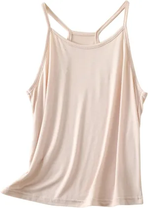 Lmdudan Tank Tops for Women Crewneck Spaghetti Strap Camisole Loose Fit Sleeveless Tees Casual Summer Racerback Shirts