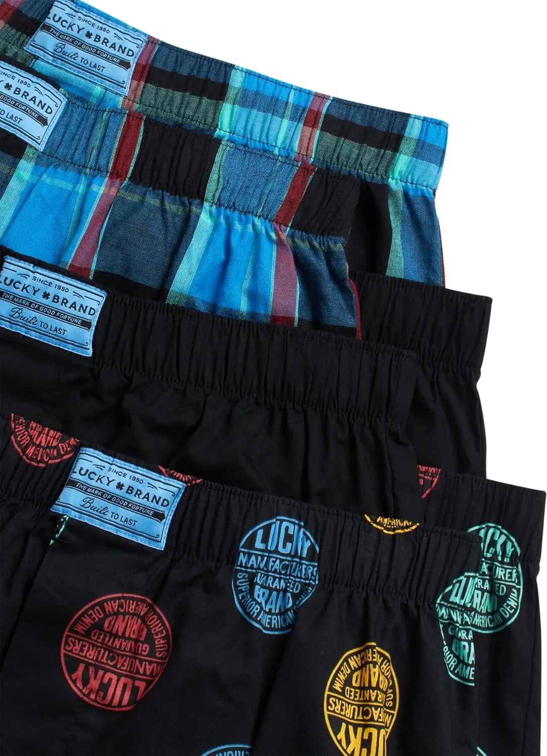 Lucky Brand Men's Boxer Shorts - 6 Pack Classic Cotton Woven Boxers for Men With Functional Fly, Relaxed Fit (Sizes: S-XXL)