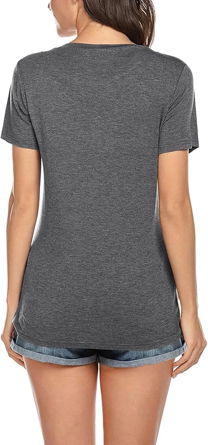 Maternity Nursing Shirts Women Breastfeeding Tops Short Sleeve Comfort Pregnancy Clothes Lounge Cotton Tee Top