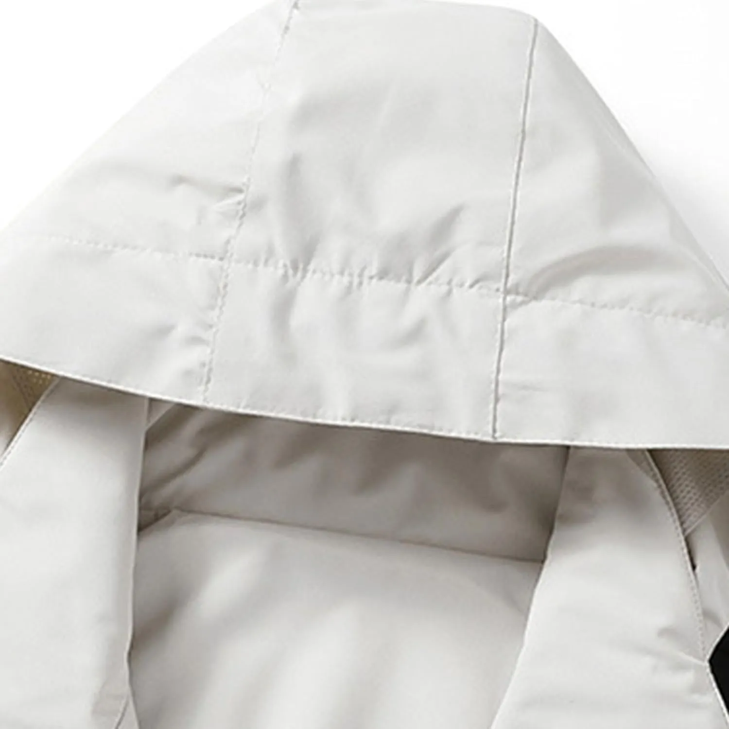 Men Button Zipper Jacket Stand Collar Hooded Outdoor Windproof Jacket Fashion Long Sleeve Outerwear with Pocket