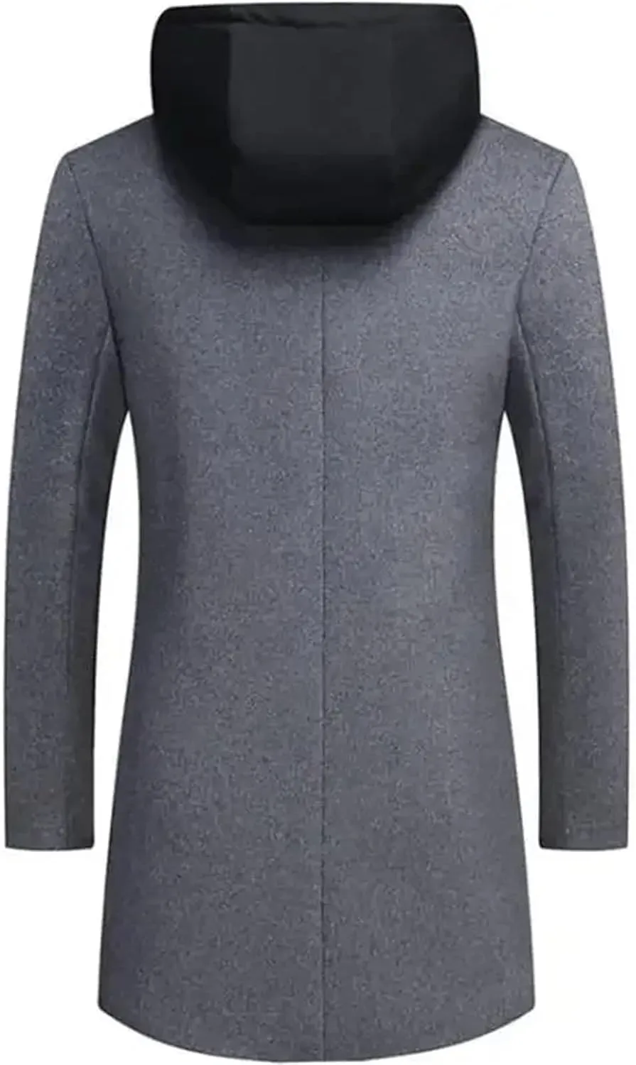 Men Patchwork Hooded Long Jacket Coat Business Thick Slim Single Breasted Cardigan Outwear