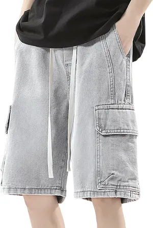 Mens Baggy Denim Jorts Y2K Vintage Loose Fit Hip Hop Jean Shorts Wide Leg Long Jeans Streetwear Clothes
