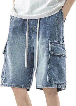 Mens Baggy Denim Jorts Y2K Vintage Loose Fit Hip Hop Jean Shorts Wide Leg Long Jeans Streetwear Clothes