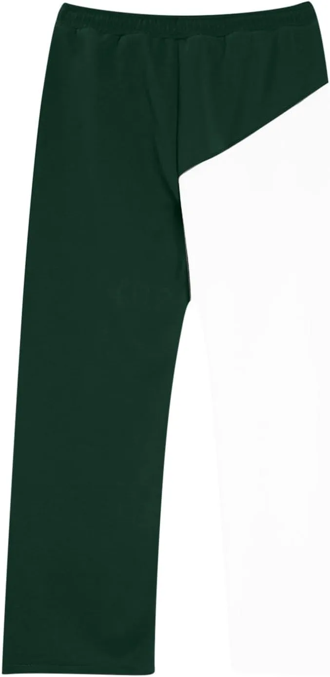 Mens Baggy Sweatpants Color Match Elastic Waist Drawstring Straight Leg Pants Casual Fashion Sports Trousers