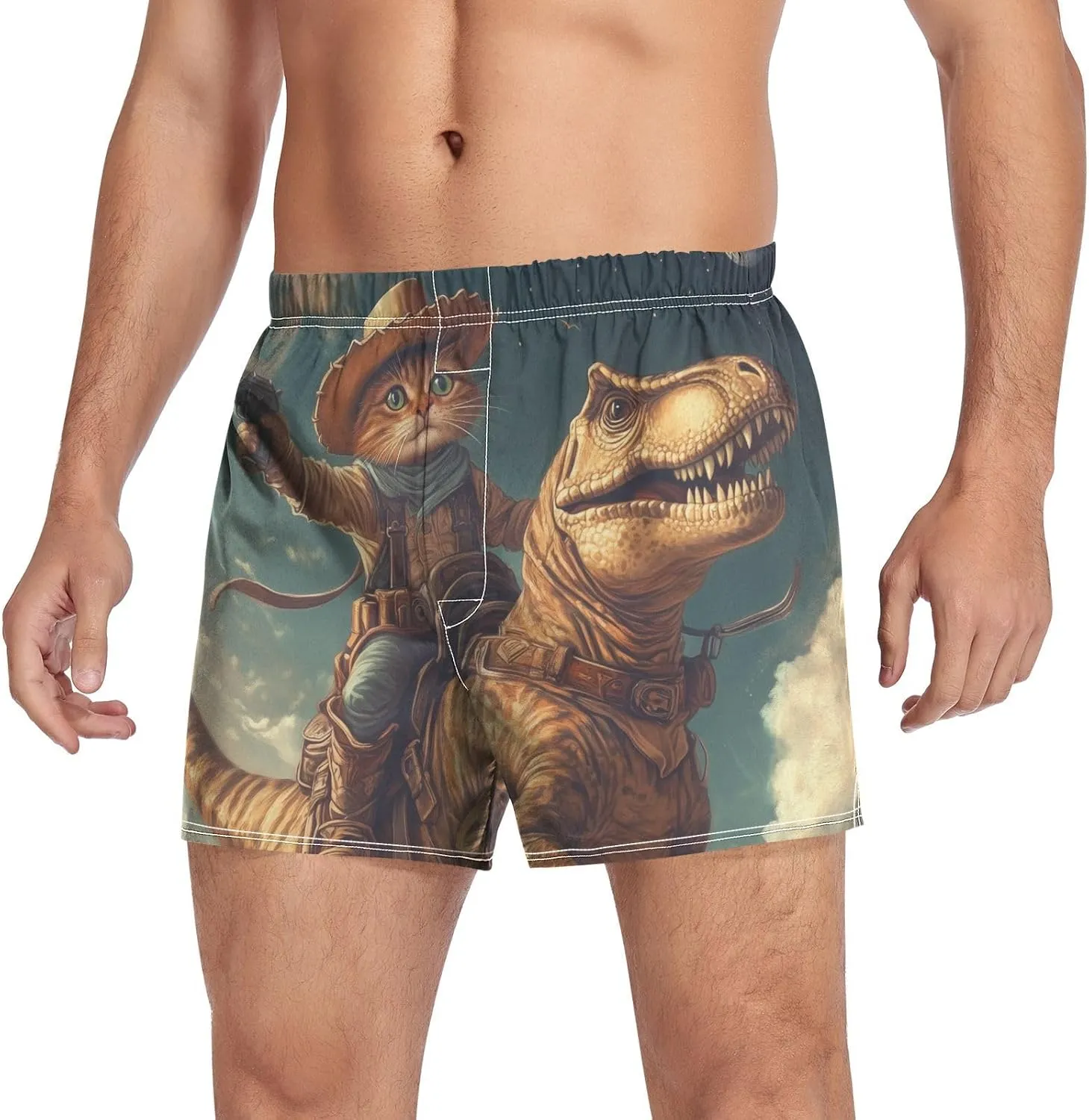 Men's Boxer Shorts, Soft Breathable Woven Boxer Briefs Underwear Button Fly S-XXL