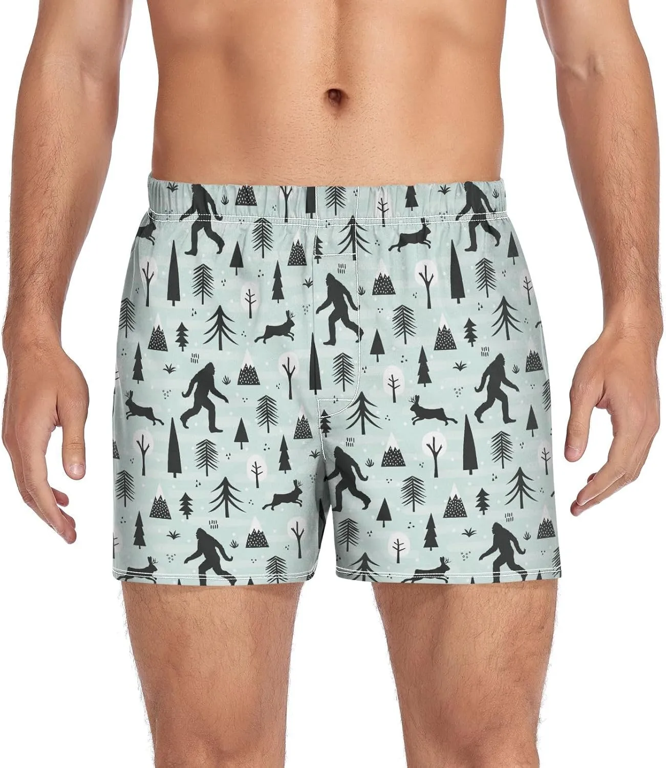 Men's Boxer Shorts, Soft Breathable Woven Boxer Briefs Underwear Button Fly S-XXL