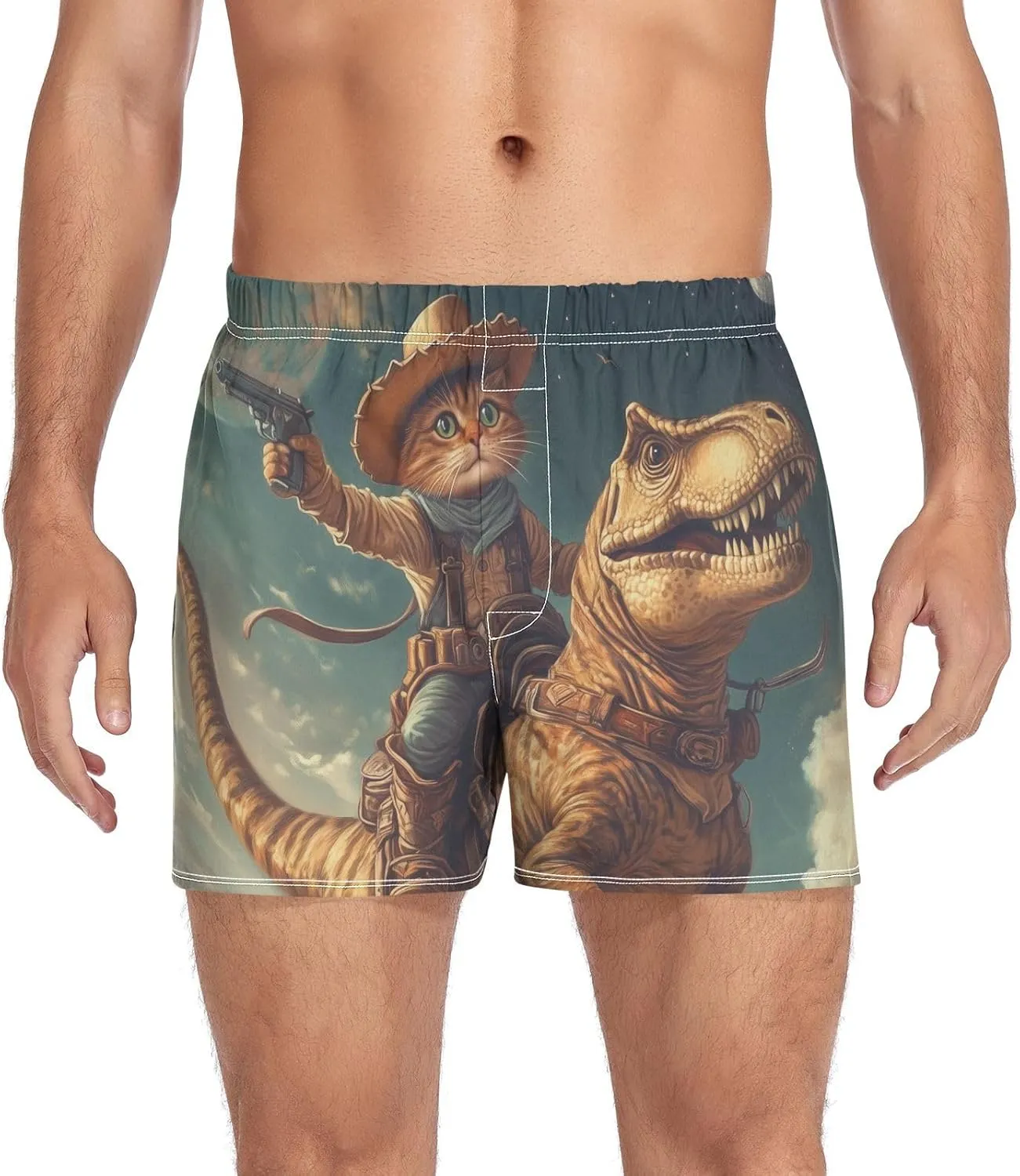 Men's Boxer Shorts, Soft Breathable Woven Boxer Briefs Underwear Button Fly S-XXL