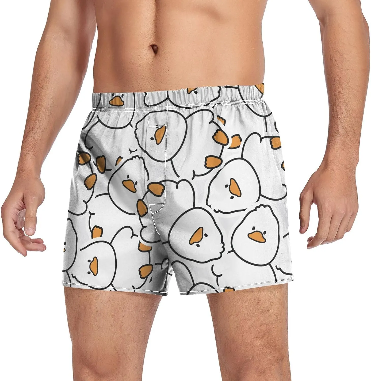 Men's Boxer Shorts, Soft Breathable Woven Boxer Briefs Underwear Button Fly S-XXL