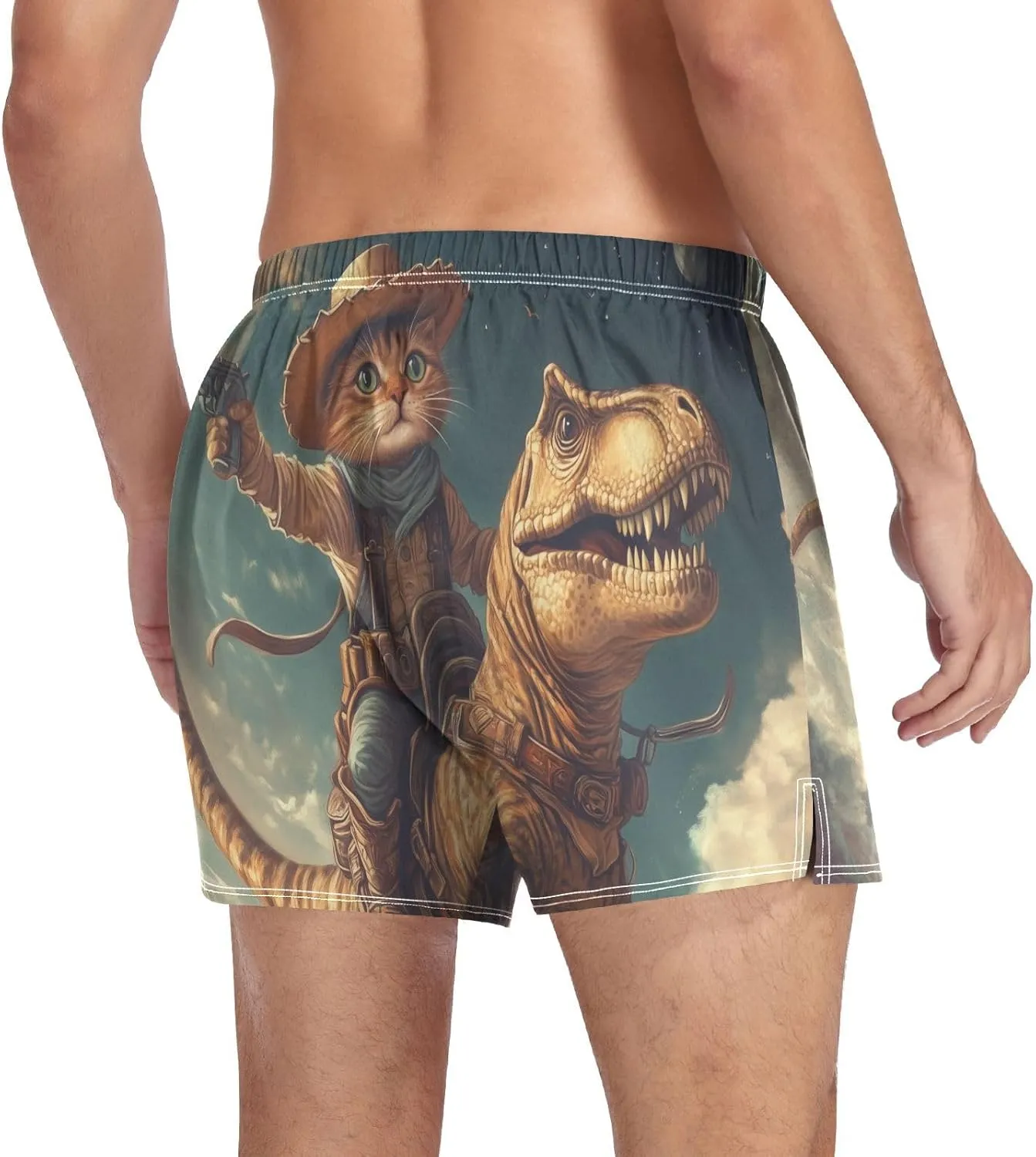 Men's Boxer Shorts, Soft Breathable Woven Boxer Briefs Underwear Button Fly S-XXL