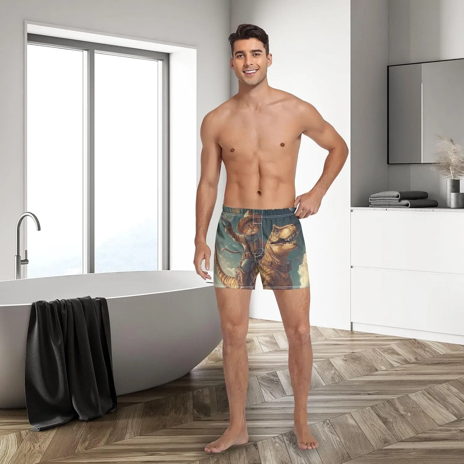 Men's Boxer Shorts, Soft Breathable Woven Boxer Briefs Underwear Button Fly S-XXL
