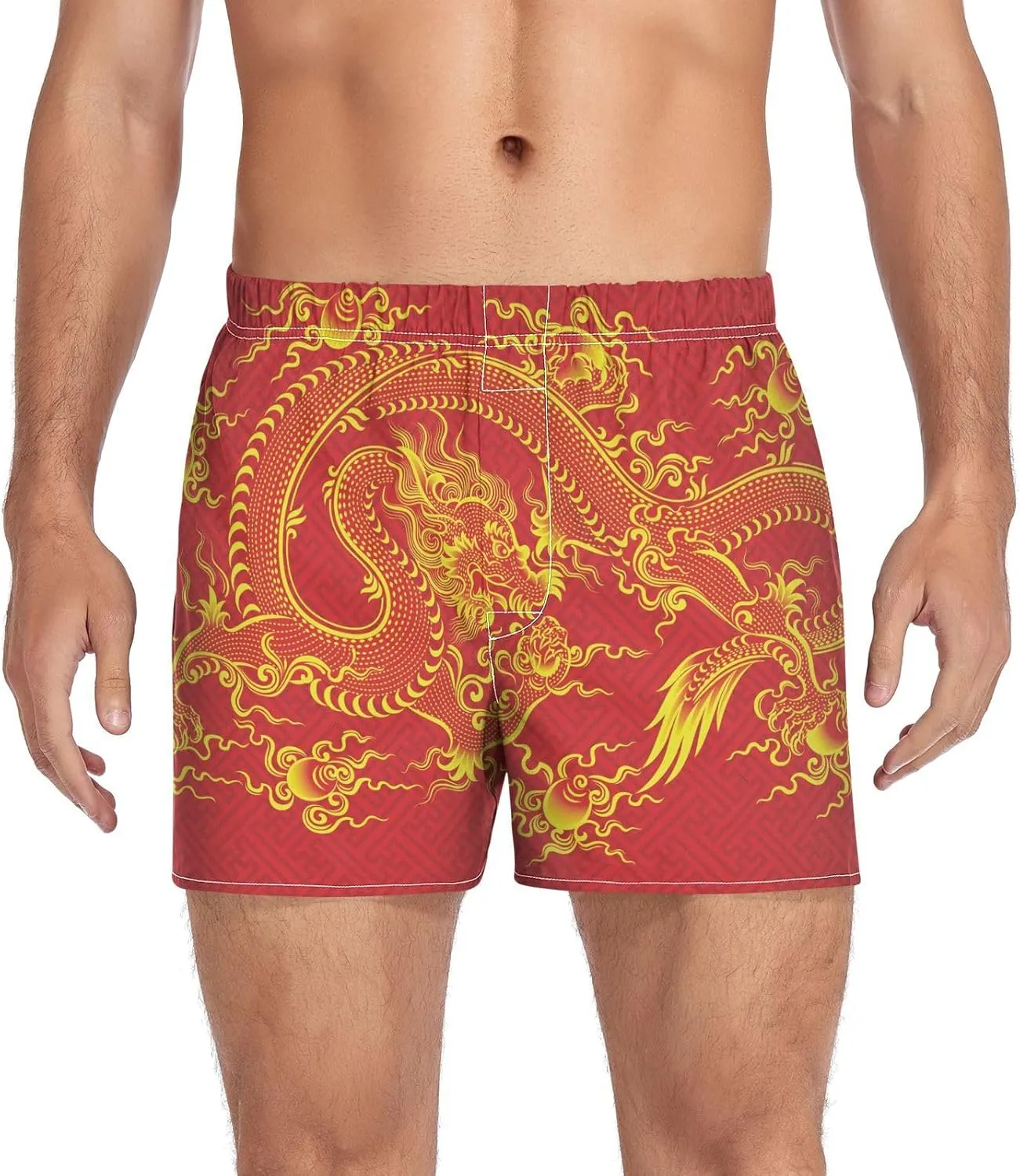 Men's Boxer Shorts, Soft Breathable Woven Boxer Briefs Underwear Button Fly S-XXL
