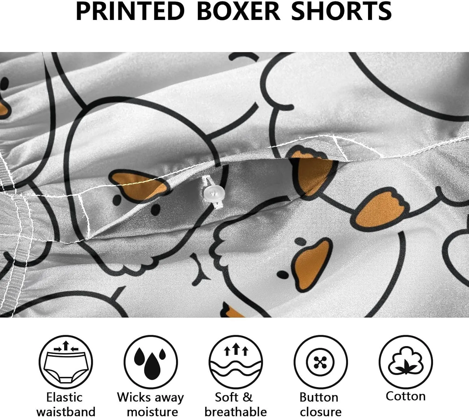 Men's Boxer Shorts, Soft Breathable Woven Boxer Briefs Underwear Button Fly S-XXL