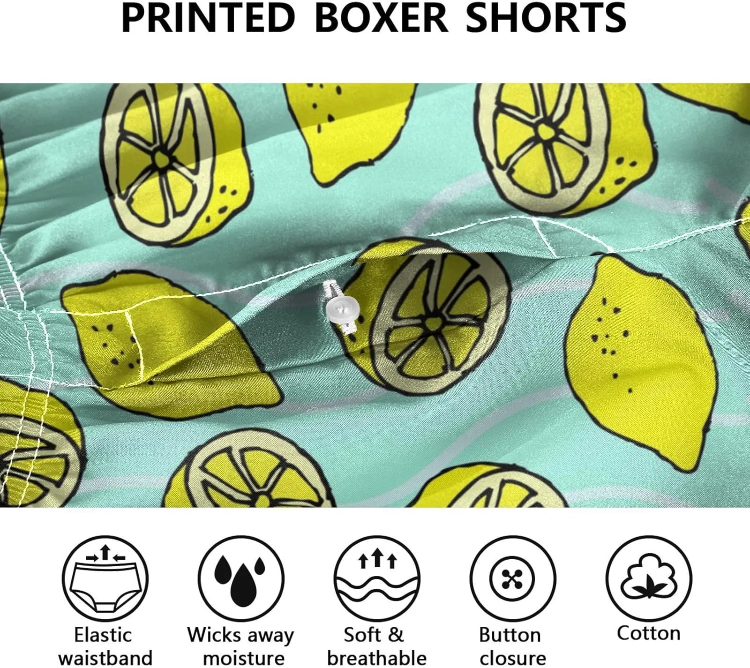 Men's Boxer Shorts, Soft Breathable Woven Boxer Briefs Underwear Button Fly S-XXL