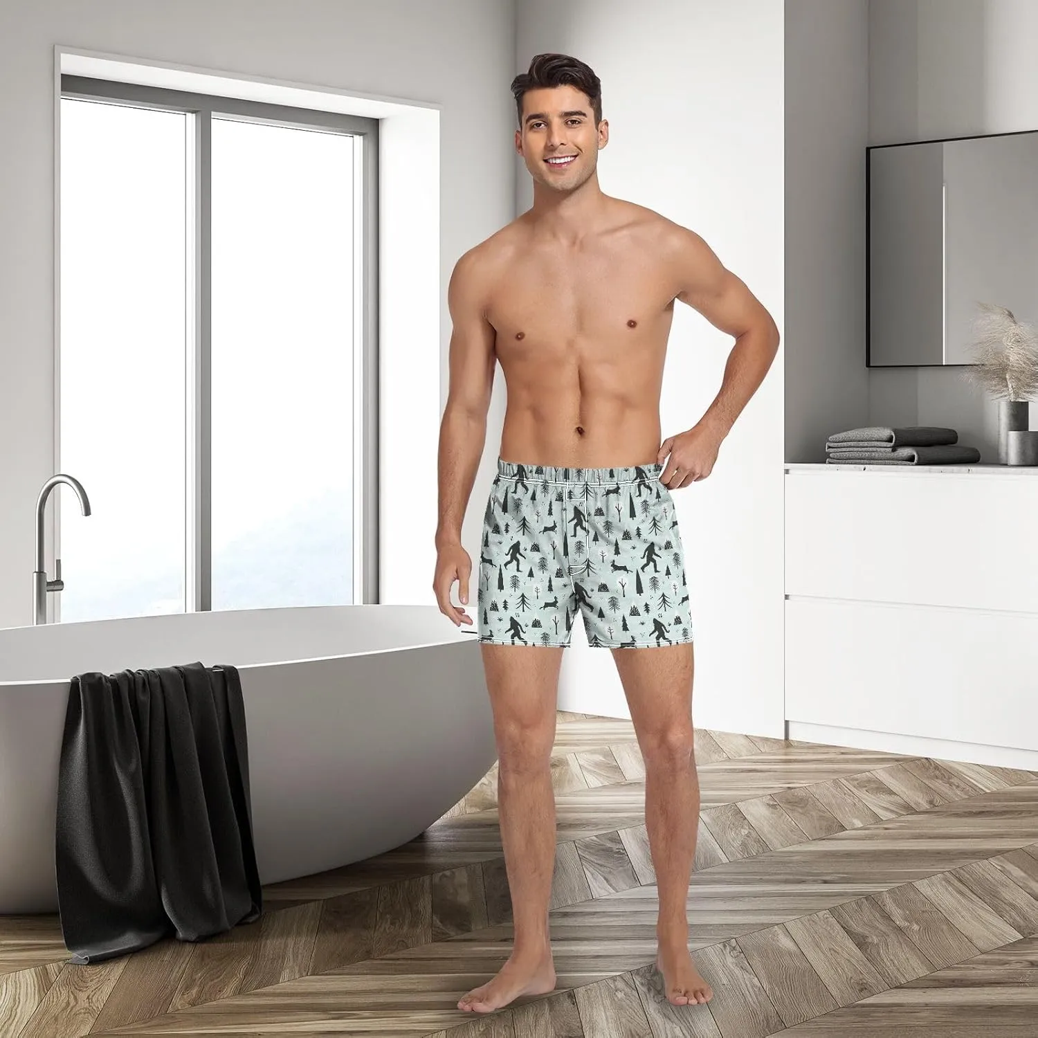 Men's Boxer Shorts, Soft Breathable Woven Boxer Briefs Underwear Button Fly S-XXL
