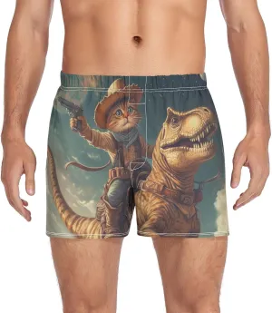 Men's Boxer Shorts, Soft Breathable Woven Boxer Briefs Underwear Button Fly S-XXL