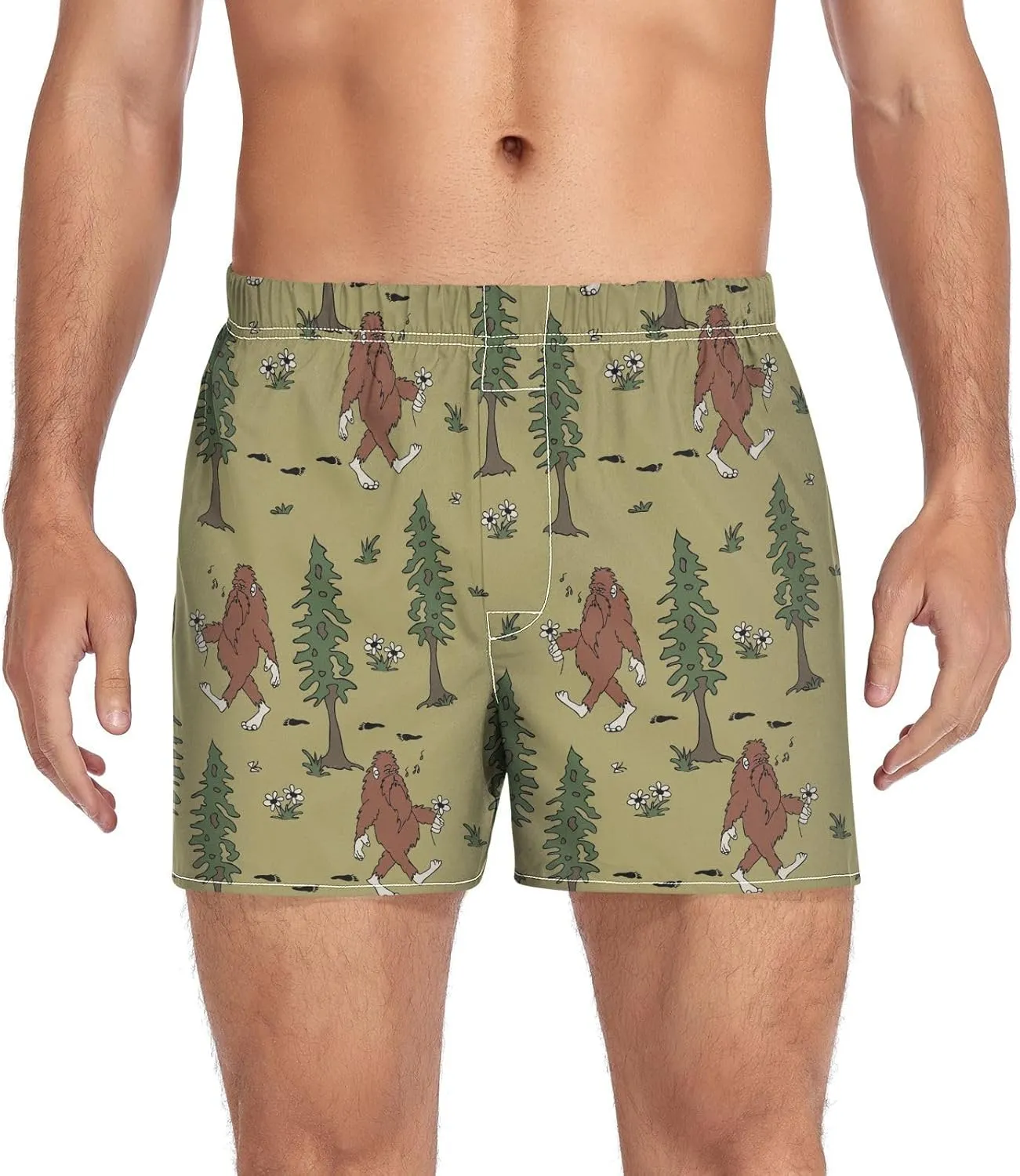 Men's Boxer Shorts, Soft Breathable Woven Boxer Briefs Underwear Button Fly S-XXL