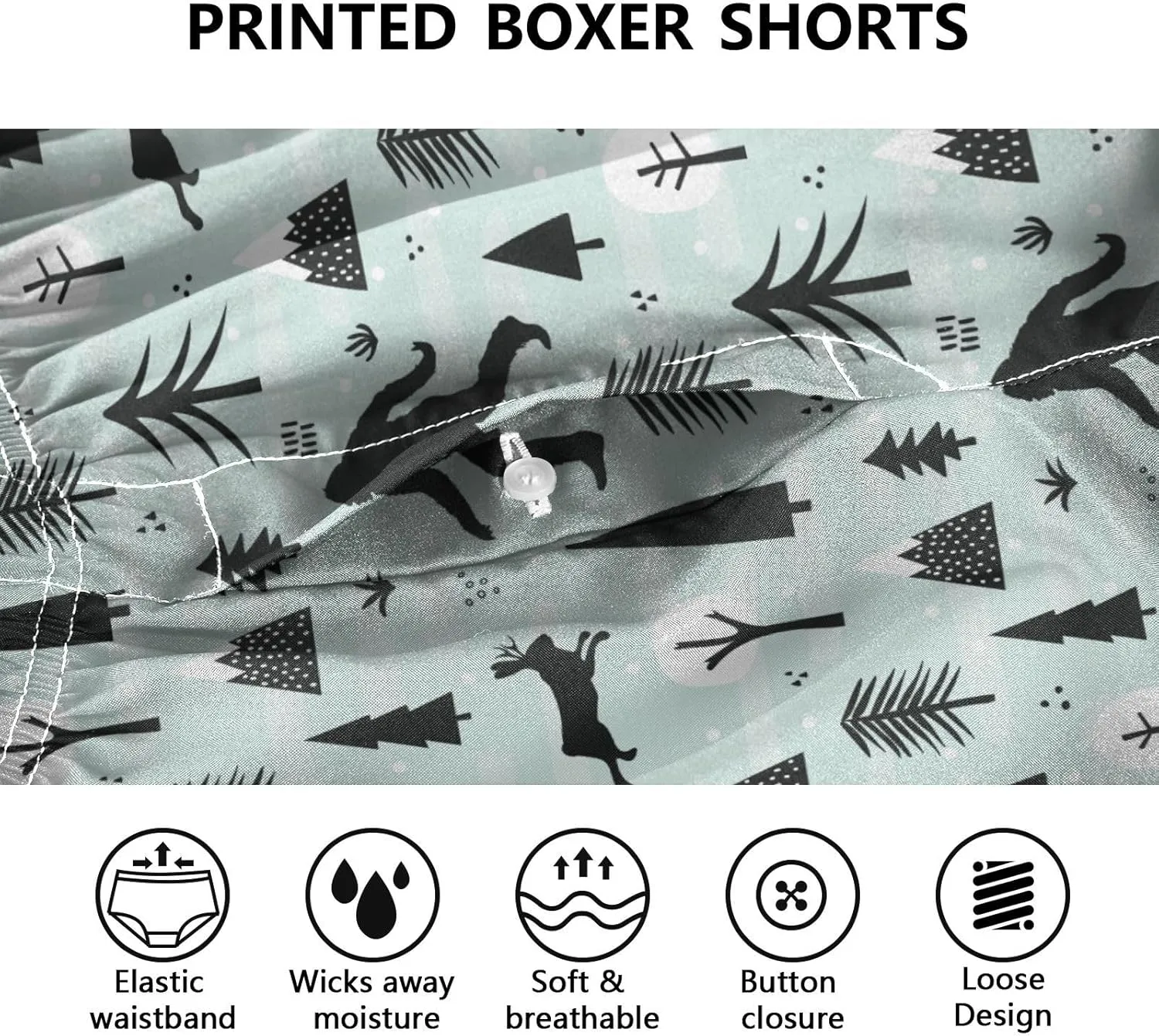 Men's Boxer Shorts, Soft Breathable Woven Boxer Briefs Underwear Button Fly S-XXL