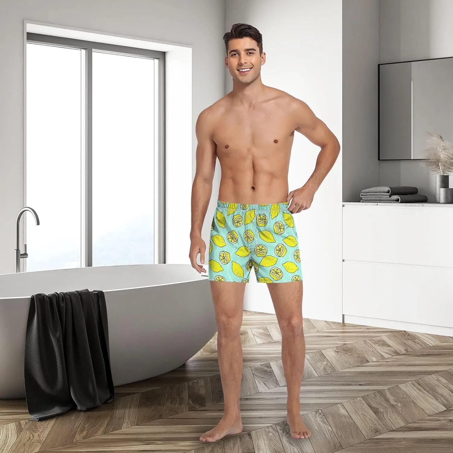 Men's Boxer Shorts, Soft Breathable Woven Boxer Briefs Underwear Button Fly S-XXL