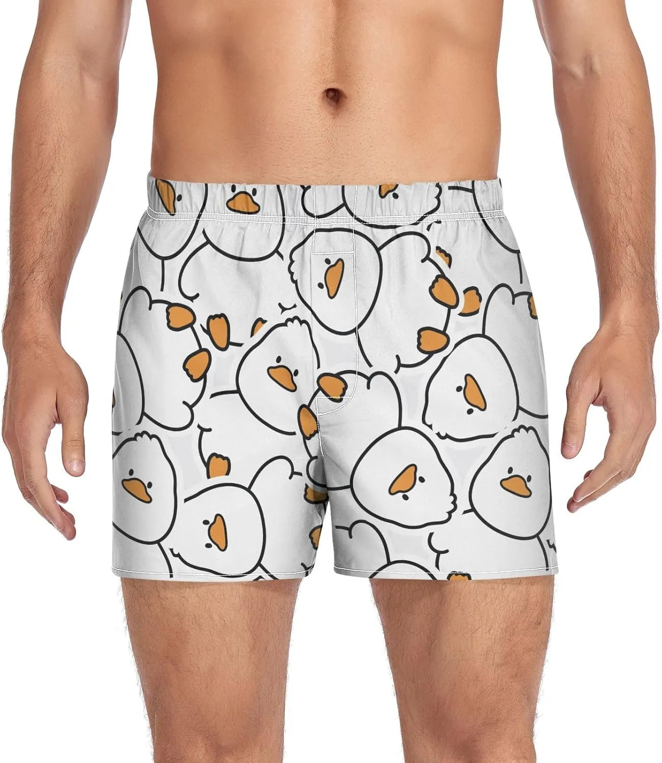 Men's Boxer Shorts, Soft Breathable Woven Boxer Briefs Underwear Button Fly S-XXL