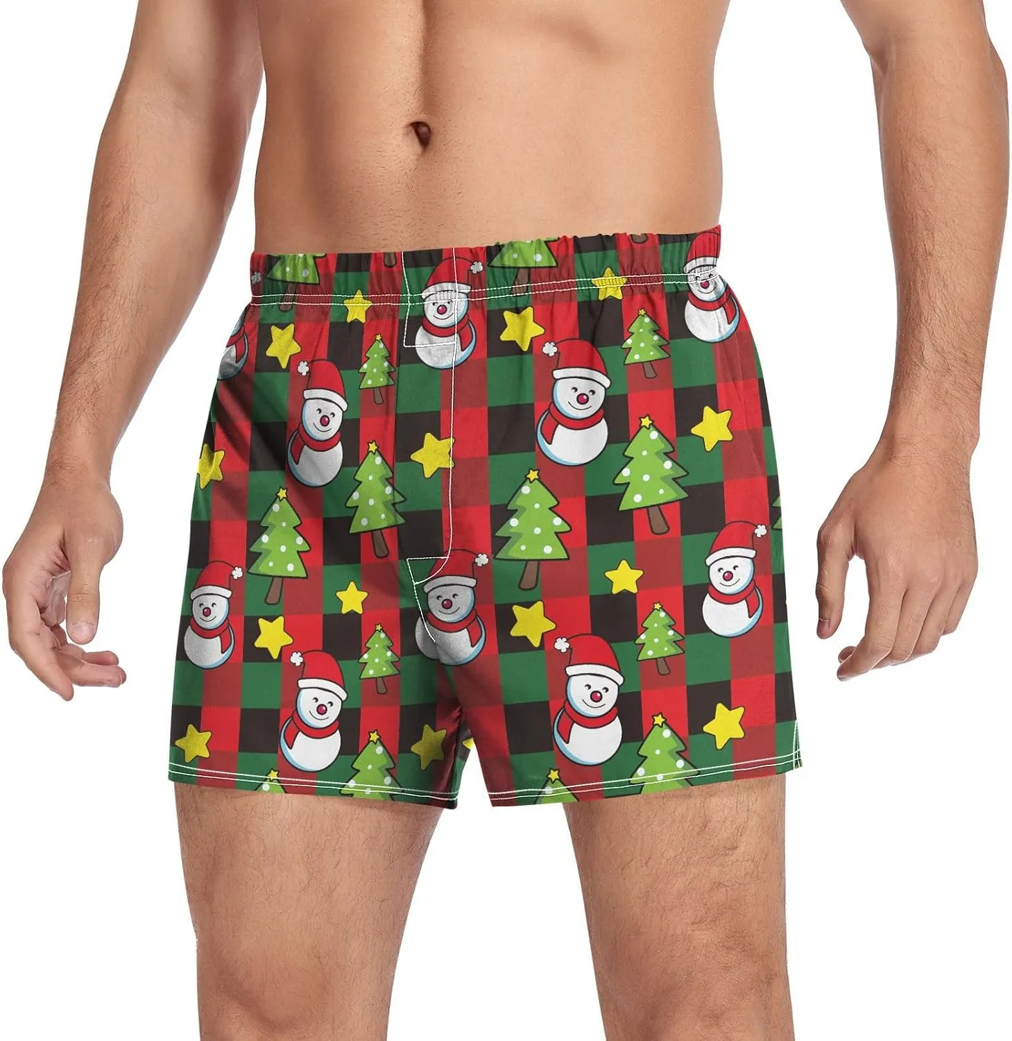 Men's Boxer Shorts, Soft Breathable Woven Boxer Briefs Underwear Button Fly