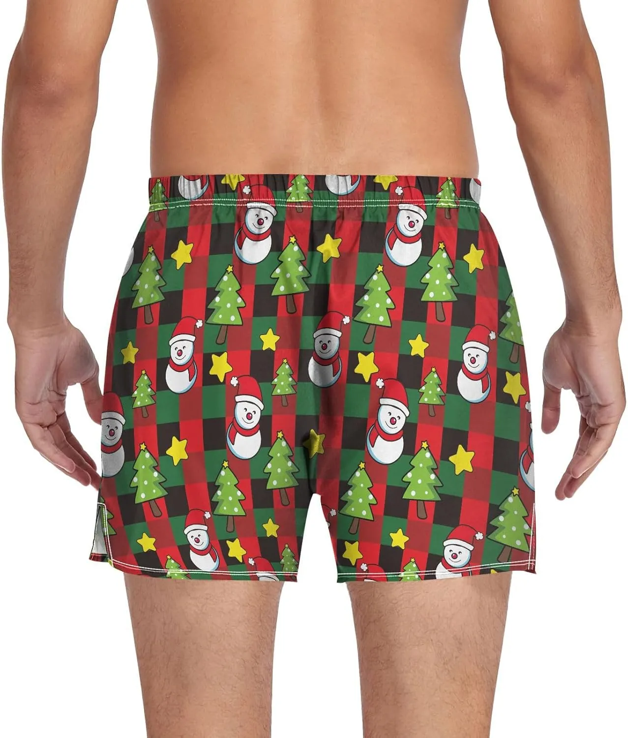 Men's Boxer Shorts, Soft Breathable Woven Boxer Briefs Underwear Button Fly