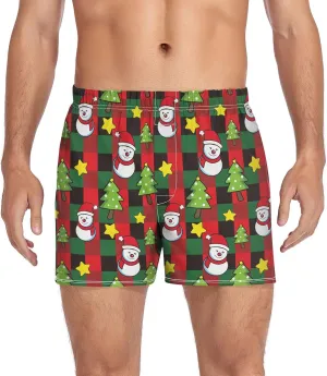 Men's Boxer Shorts, Soft Breathable Woven Boxer Briefs Underwear Button Fly