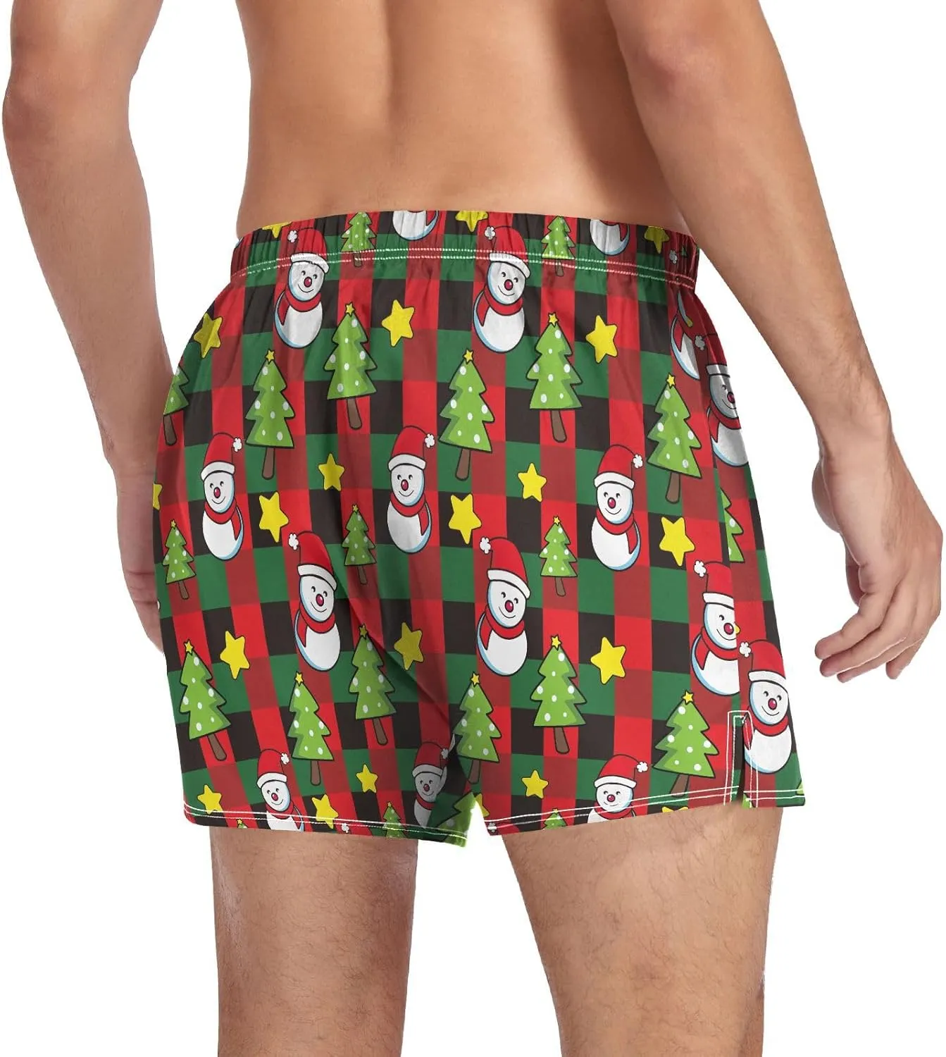 Men's Boxer Shorts, Soft Breathable Woven Boxer Briefs Underwear Button Fly