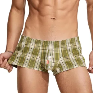 Mens Boxers Underwear Low Rise Cotton Boxer Shorts - Fashionable Checked Home Shorts