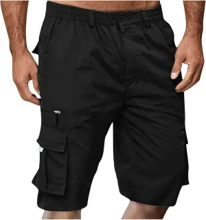 Mens Cargo Shorts Drawstring Elastic Waist Pants Stretch Lightweight Workout Shorts 2025 Casual Summer Hiking Pants