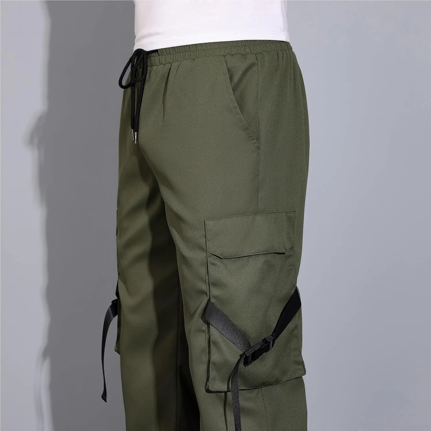 Men's Cargo Trousers Drawstring Elastic Waist Pants Lightweight Tapered Pant Casual Sweatpants Athletic Workout Bottoms