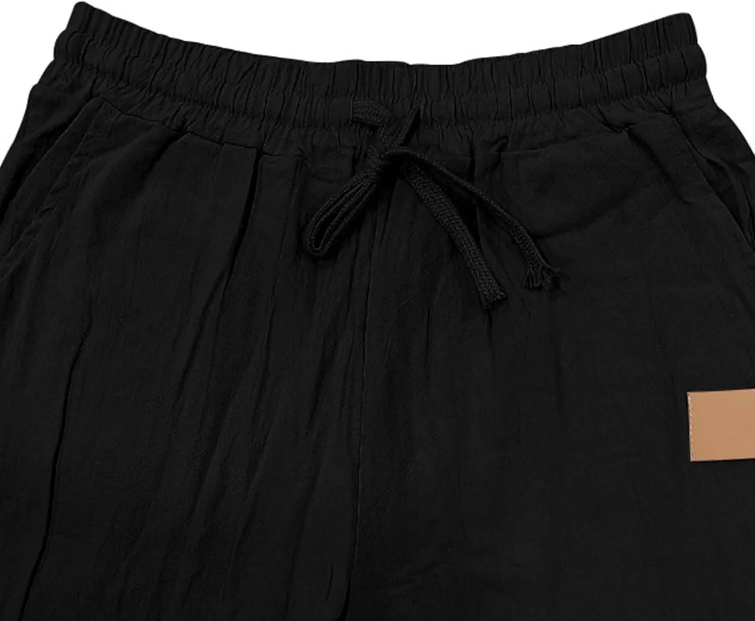 Mens Casual Cotton Linen Pants Regular Fit Elastic Waist Trousers Lightweight Pleated Wide Leg Linen Pant Drawstring