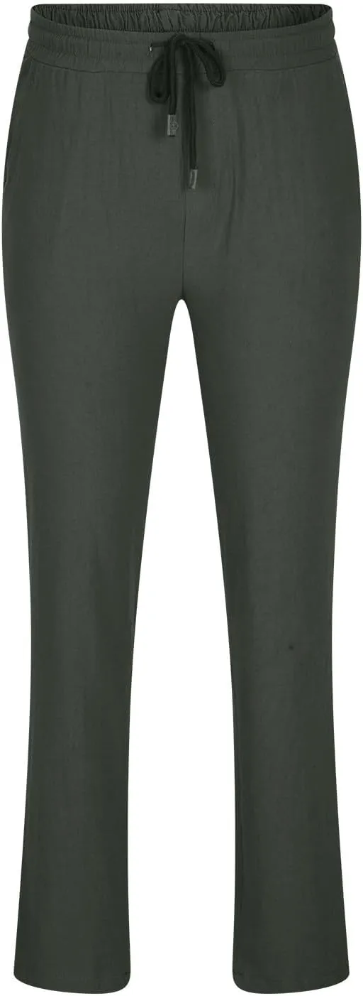 Mens Casual Pants Elastic Waist Drawstring Beach Pants Summer Lightweight Linen Comfy Pant Trousers with Pockets