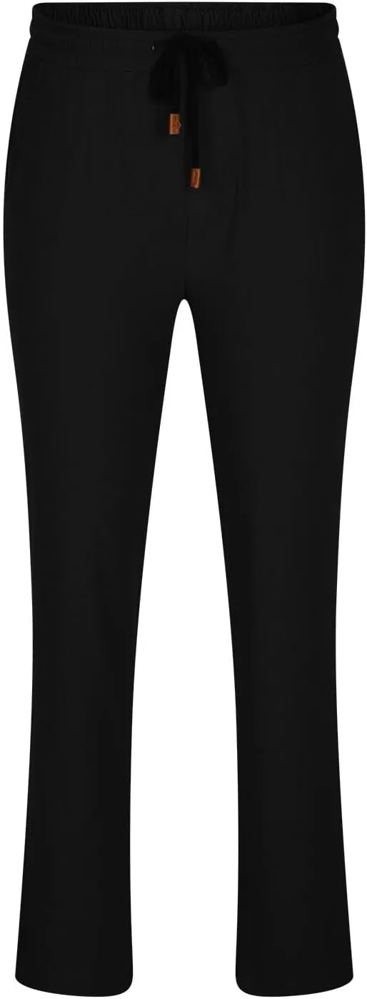 Mens Casual Pants Elastic Waist Drawstring Beach Pants Summer Lightweight Linen Comfy Pant Trousers with Pockets