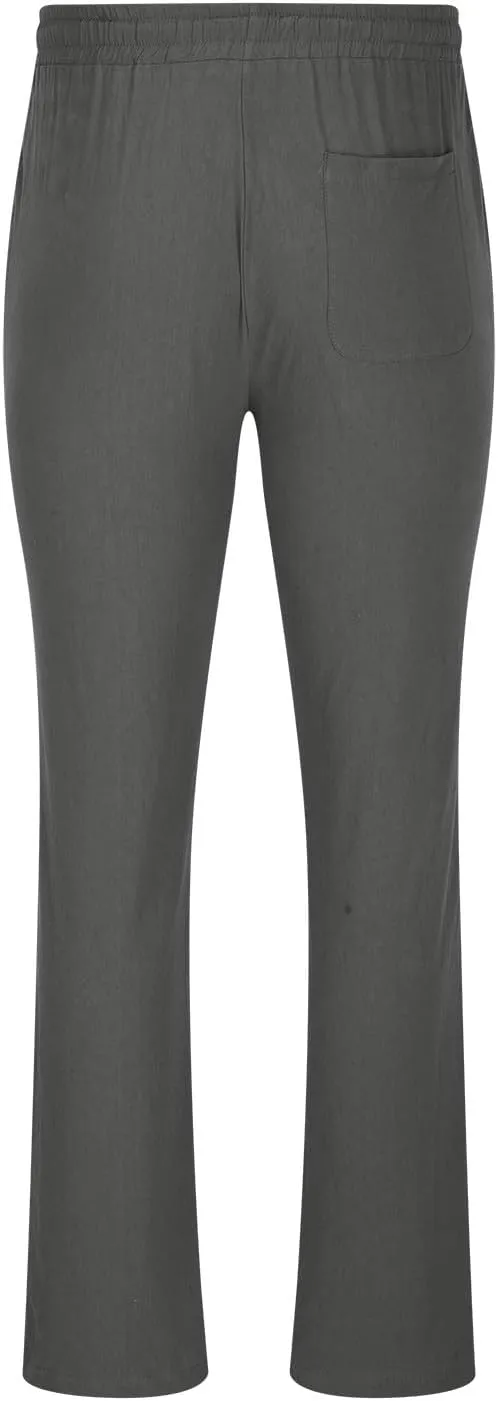 Mens Casual Pants Elastic Waist Drawstring Beach Pants Summer Lightweight Linen Comfy Pant Trousers with Pockets